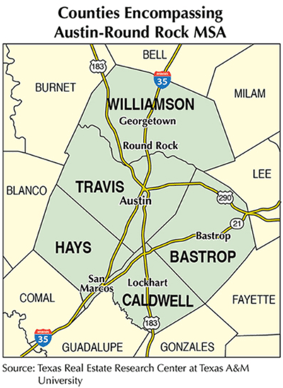 Austin-Round Rock MSA map