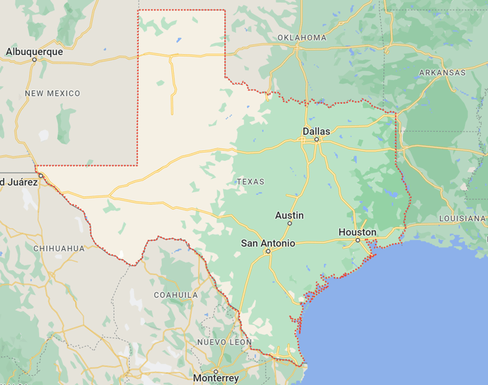 Google Map of Texas