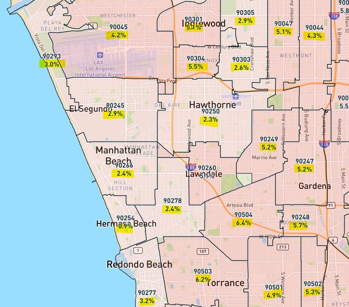Year-Over-Year House Value Growth - West Los Angeles