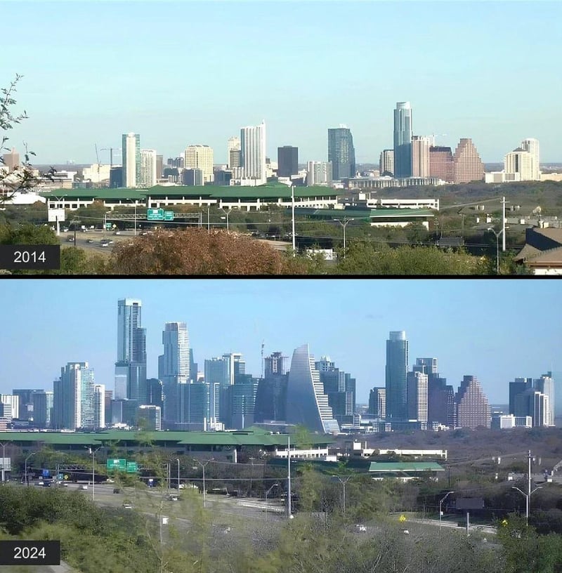 Austin skyline 2014 and 2024
